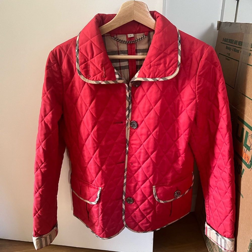 COPY - Pinkish red Burberry quilted jacket